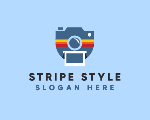 Stripe Polaroid Camera logo design