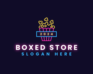 Neon Light Popcorn logo design