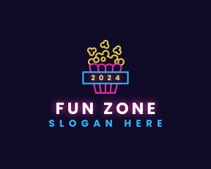 Neon Light Popcorn logo design