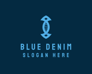 Blue DNA Strand logo design