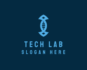 Blue DNA Strand logo design