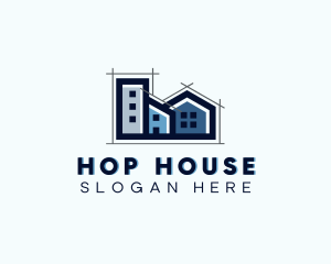 House Building Blueprint logo design