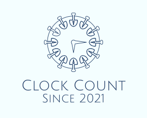 Shovel Clock Outline  logo design