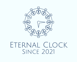 Shovel Clock Outline  logo design