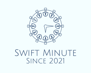 Shovel Clock Outline  logo design