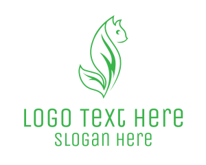 Green Eco Leaf Cat logo