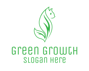 Green Eco Leaf Cat logo design