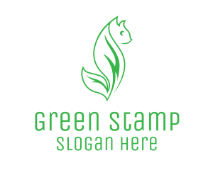 Green Eco Leaf Cat logo design