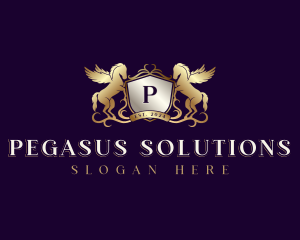 Pegasus Horse Crest logo design