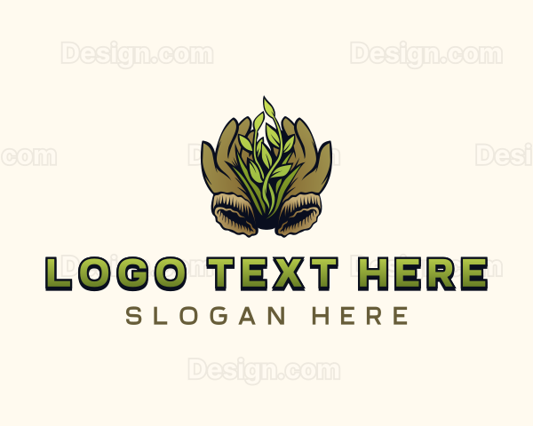 Farm Gloves Plant Logo