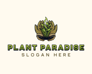 Farm Gloves Plant logo design