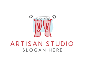 Red Window Curtains logo design