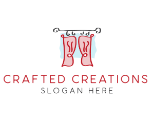 Red Window Curtains logo design