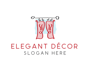 Red Window Curtains logo design