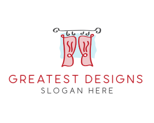 Red Window Curtains logo design