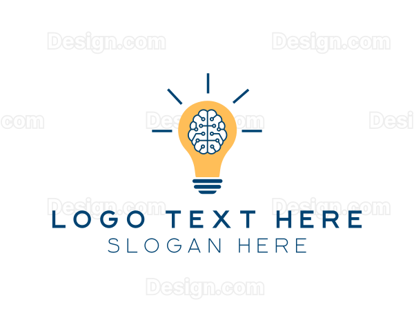Brain Idea Light Bulb Logo