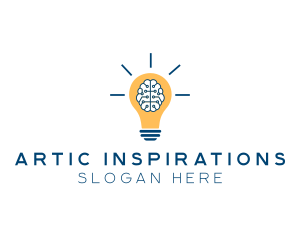 Brain Idea Light Bulb logo design