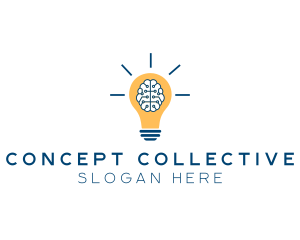 Brain Idea Light Bulb logo