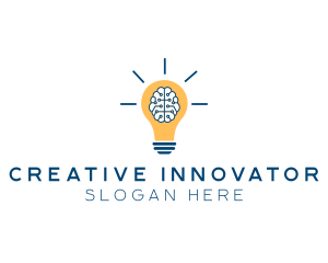 Brain Idea Light Bulb logo