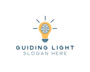 Brain Idea Light Bulb logo design