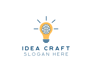 Brain Idea Light Bulb logo design