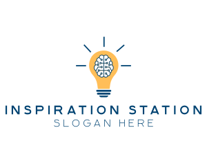 Brain Idea Light Bulb logo