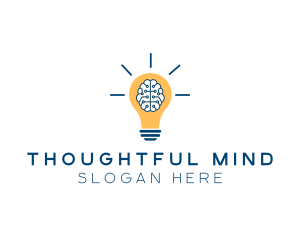 Brain Idea Light Bulb logo design