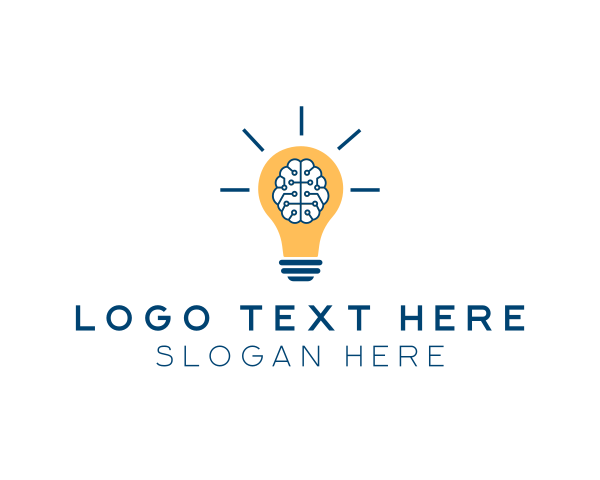 Brain Idea Light Bulb logo