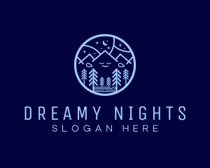 Night Forest Mountain logo design