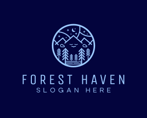 Night Forest Mountain logo design