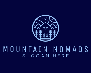 Night Forest Mountain logo design