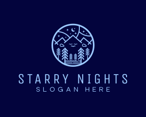 Night Forest Mountain logo design