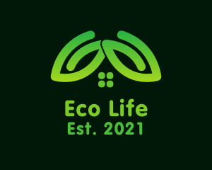 Green Eco Leaf Home logo design