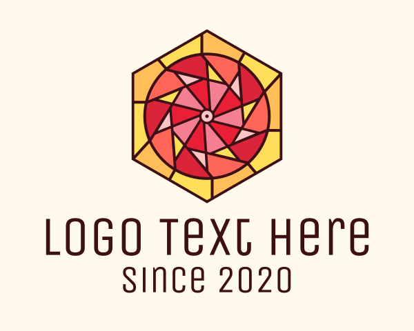 Stained Glass Circle Hexagon logo