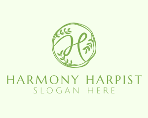 Green Herbal Letter H logo design