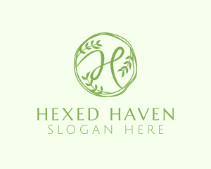 Green Herbal Letter H logo design