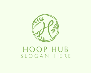 Green Herbal Letter H logo design