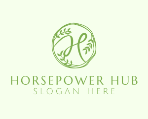 Green Herbal Letter H logo design