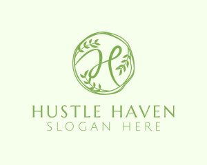 Green Herbal Letter H logo design