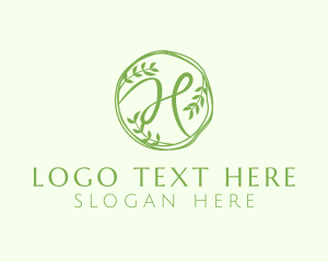 Branches - Green Herbal Letter H logo design