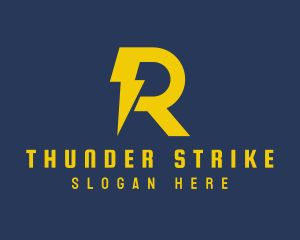 Yellow Thunderbolt Letter R  logo