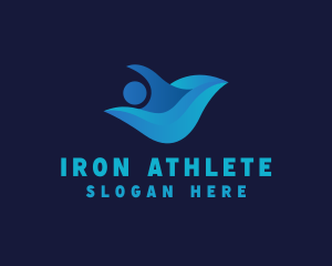 Swimmer Wave Athlete logo design