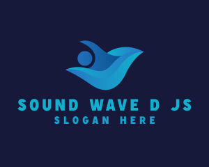 Swimmer Wave Athlete logo design