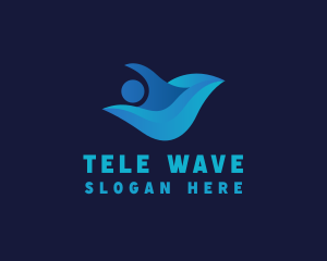 Swimmer Wave Athlete logo design