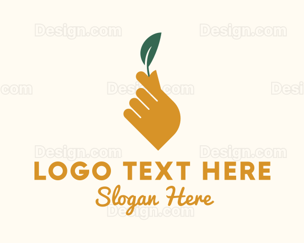 Herb Leaf Hand Logo