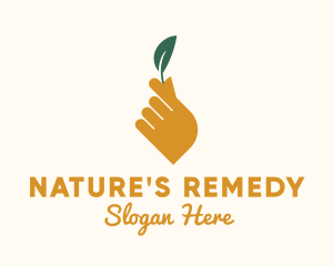 Herb Leaf Hand logo design