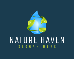 Natural Droplet Leaf logo design