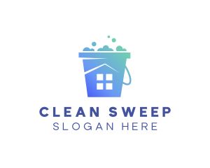 Cleaning House Bucket logo design