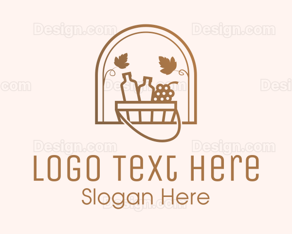 Wine Bottle Grape Bucket Logo