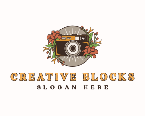 Floral Camera Photography logo design